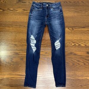 American Eagle Distressed 360 Next Level Stretch Hi Rise Jegging size 0 Short